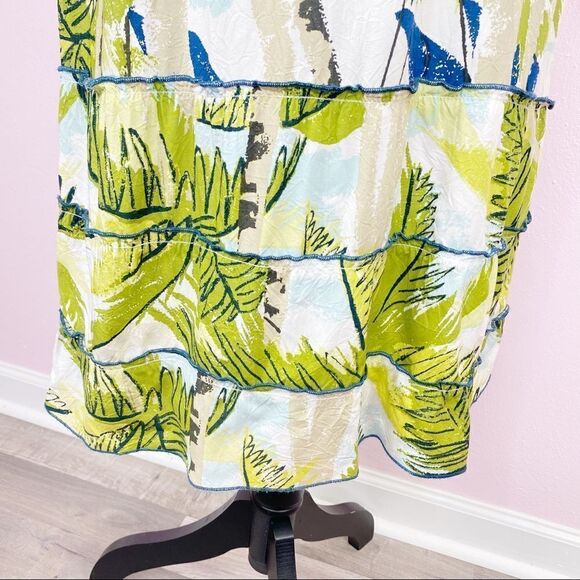 Weekend Traffic Tropical Print Tiered Hem Sleeveless Shift Dress XS - Picture 6 of 10